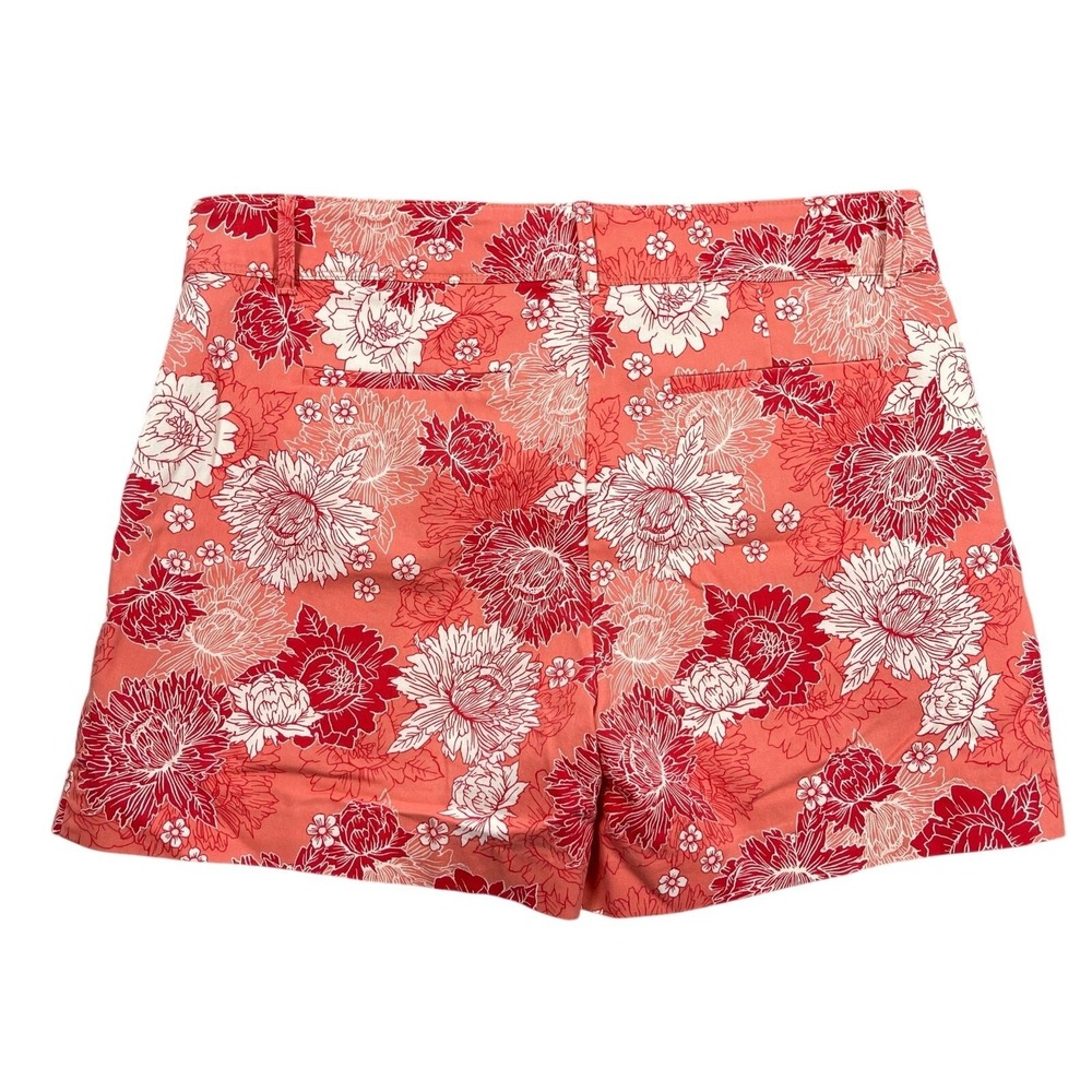 Isaac Mizrahi Shorts 12 Coral Floral Print Cotton Chino 5" Vacation Tropical - Picture 3 of 15